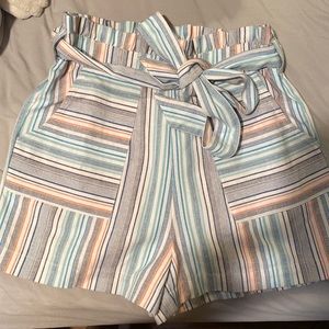 NWT - Striped paper bag shorts